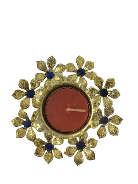 Diwali Diya Tealight Candle Holder Golden Flowers