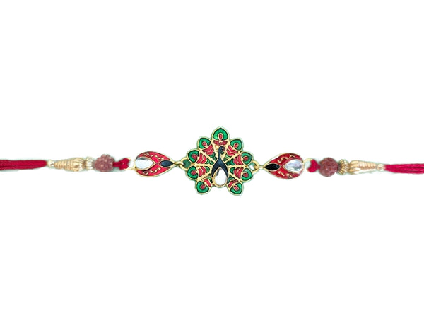 Rakhi Peacock Red & Green