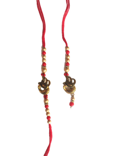 Bhaiya Bhabhi Peacock Golden Rakhi