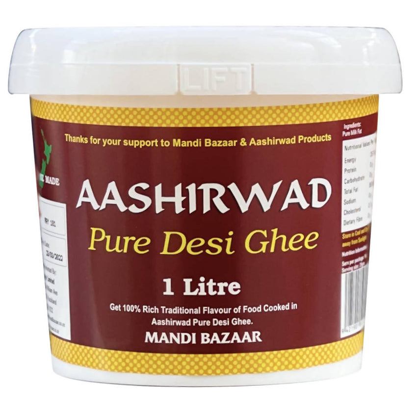 Aashirwad Pure Desi Ghee, 1L (Made in NZ)