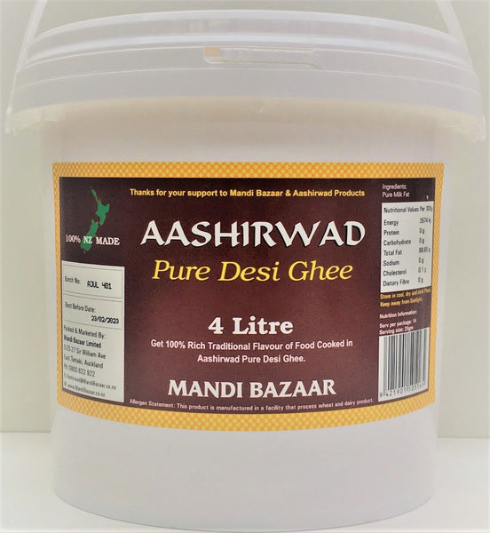 Aashirwad Pure Desi Ghee, 4L (Made in NZ)