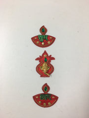 Diya and kalash sticker with golden Ganesh