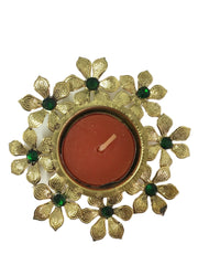 Diwali Diya Tealight Candle Holder Golden Flowers