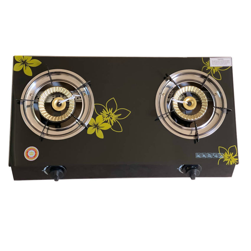 Gas Stove Glass Coated with 2 Burners