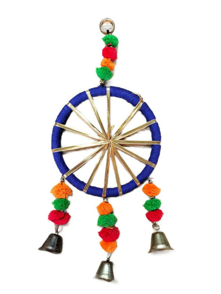 Wheel Hanging with Pom Pom and Bells